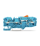 2-conductor disconnect terminal block; with pivoting knife disconnect; with test option; orange disconnect link; for DIN-rail 35 x 15 and 35 x 7.5; 6 mm²; Push-in CAGE CLAMP®; 6,00 mm²; blue