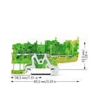 2-conductor/2-pin ground carrier terminal block; for DIN-rail 35 x 15 and 35 x 7.5; Push-in CAGE CLAMP®; 1,00 mm²; green-yellow