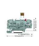 2-conductor fuse terminal block; for mini-automotive blade-style fuses; with test option; with blown fuse indication by LED; 24 V; for DIN-rail 35 x 15 and 35 x 7.5; 2.5 mm²; Push-in CAGE CLAMP®; 2,50 mm²; gray