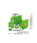 2-conductor/2-pin, double-deck carrier terminal block; 2-conductor/2-pin ground terminal block; PE; internal commoning; for DIN-rail 35 x 15 and 35 x 7.5; 2.5 mm²; Push-in CAGE CLAMP®; 2,50 mm²; green-yellow