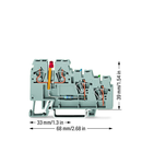 3-conductor actuator supply terminal block; LED (red); for PNP-(high-side) switching actuators; 2.5 mm²; CAGE CLAMP®; 2,50 mm²; gray