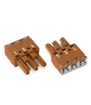 Socket; 3-pole; Cod. S; 4,00 mm²; brown