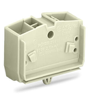 4-conductor terminal block; suitable for Ex e II applications; without push-buttons; with snap-in mounting foot; for plate thickness 0.6 - 1.2 mm; Fixing hole 3.5 mm Ø; 2.5 mm²; CAGE CLAMP®; 2,50 mm²; light gray