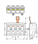 Lighting connector; push-button, external; with screw-type ground contact; 4-pole; Lighting side: for solid conductors; Inst. side: for all conductor types; max. 2.5 mm²; Surrounding air temperature: max 85°C (T85); 2,50 mm²; white