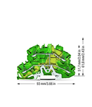 Double-deck terminal block; 4-conductor ground terminal block; PE; without marker carrier; internal commoning; for DIN-rail 35 x 15 and 35 x 7.5; 2.5 mm²; Push-in CAGE CLAMP®; 2,50 mm²; green-yellow
