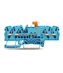 4-conductor disconnect/test terminal block; with test option; orange disconnect link; for DIN-rail 35 x 15 and 35 x 7.5; 2.5 mm²; Push-in CAGE CLAMP®; 2,50 mm²; blue