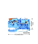 2-conductor through terminal block; with lever and push-button; 2.5 mm²; with test port; suitable for Ex i applications; side and center marking; for DIN-rail 35 x 15 and 35 x 7.5; Push-in CAGE CLAMP®; 2,50 mm²; blue