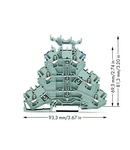 Triple-deck terminal block; Through/through/through terminal block; L/L/N; with marker carrier; suitable for Ex e II applications; Blue conductor entry upper deck; for DIN-rail 35 x 15 and 35 x 7.5; 2.5 mm²; Push-in CAGE CLAMP®; 2,50 mm²; gray