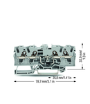 Component terminal block; 4-conductor; with diode 1N5408; anode, right side; for DIN-rail 35 x 15 and 35 x 7.5; 4 mm²; Push-in CAGE CLAMP®; 4,00 mm²; gray