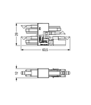 3-way distribution connector; 2-pole; Cod. I; 1 input; 3 outputs; blue