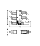 5-way distribution connector; 2-pole; Cod. I; 1 input; 5 outputs; blue