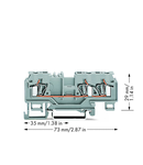 3-conductor through terminal block; 4 mm²; with test port; without shield contact; center marking; for DIN-rail 35 x 15 and 35 x 7.5; CAGE CLAMP®; 4,00 mm²; gray