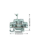 Component terminal block; double-deck; with 2 diodes 1N4007; Bottom anode; for DIN-rail 35 x 15 and 35 x 7.5; 2.5 mm²; CAGE CLAMP®; 2,50 mm²; gray