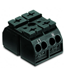 4-conductor chassis-mount terminal strip; 2-pole; L1-N; without ground contact; for 3 mm ø screw and nut; with 2x pin; 4 mm²; 4,00 mm²; black