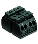 4-conductor chassis-mount terminal strip; 2-pole; N-L1; without ground contact; for 3 mm ø screw and nut; with 2x pin; 4 mm²; 4,00 mm²; black