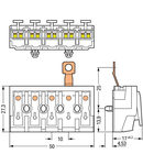 Lighting connector; push-button, external; with screw-type ground contact; DA+ DA- L PE N; 5-pole; Lighting side: for solid conductors; Inst. side: for all conductor types; max. 2.5 mm²; Surrounding air temperature: max 85°C (T85); 2,50 mm²; white