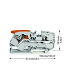 2-conductor through terminal block; with lever and Push-in CAGE CLAMP®; 16 mm²; with test port; side and center marking; for DIN-rail 35 x 15 and 35 x 7.5; Push-in CAGE CLAMP®; 16,00 mm²; gray