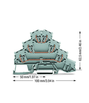 Quadruple-deck rail-mounted terminal block; Rail-mounted terminal block for electric motor wiring; L1 - L2 - L3; for DIN-rail 35 x 15 and 35 x 7.5; 4 mm²; CAGE CLAMP®; 4,00 mm²; gray