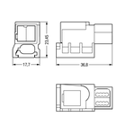 Supply module; for flat cable; 2-pole; black