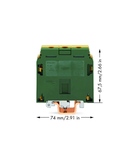 3-conductor ground terminal block; 70 mm²; with contact to DIN rail; for DIN-rail 35 x 15 and 35 x 7.5; 2.3 mm thick; copper; SCREW CLAMP CONNECTION; 70,00 mm²; green-yellow