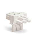 T-distribution connector; 3-pole; Cod. A; 1 input; 2 outputs; 2 locking levers; white