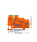 3-conductor sensor supply terminal block; LED (green); 2.5 mm²; CAGE CLAMP®; 2,50 mm²; orange