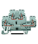 Component terminal block; double-deck; with 2 diodes 1N4007; Top anode, right-side anode; for DIN-rail 35 x 15 and 35 x 7.5; 2.5 mm²; CAGE CLAMP®; 2,50 mm²; gray