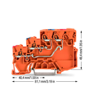 3-conductor sensor supply terminal block; for PNP (positive) switching sensors; Power supply from control panel side; with colored conductor entries; 2.5 mm²; Push-in CAGE CLAMP®; 2,50 mm²; orange