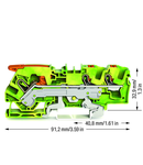 3-conductor ground terminal block; 6 mm²; with test port; side and center marking; for DIN-rail 35 x 15 and 35 x 7.5; Push-in CAGE CLAMP®; 6,00 mm²; green-yellow
