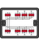 Distribution box; Single-phase current (230 V); 1 input; 7 outputs; Cod. P; MIDI; black