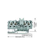 Double potential terminal block; 1.5 mm²; with double, center marker slot; for DIN-rail 35 x 15 and 35 x 7.5; Push-in CAGE CLAMP®; 1,50 mm²; gray