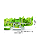 2-conductor/2-pin ground carrier terminal block; for DIN-rail 35 x 15 and 35 x 7.5; 2.5 mm²; Push-in CAGE CLAMP®; 2,50 mm²; green-yellow