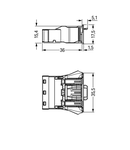 Snap-in plug; 3-pole; Cod. B; 4,00 mm²; gray