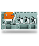 Stackable 3-conductor PCB terminal block; with knife disconnect; 2.5 mm²; Pin spacing 5 mm; 1-pole; CAGE CLAMP®; 2,50 mm²; gray