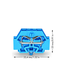 2-conductor terminal block; suitable for Ex i applications; without push-buttons; with snap-in mounting foot; for plate thickness 0.6 - 1.2 mm; Fixing hole 3.5 mm Ø; 4 mm²; CAGE CLAMP®; 4,00 mm²; blue