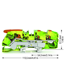 3-conductor ground terminal block; 16 mm²; with test port; side and center marking; for DIN-rail 35 x 15 and 35 x 7.5; Push-in CAGE CLAMP®; 16,00 mm²; green-yellow