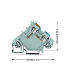 2-conductor sensor supply terminal block; with colored conductor entries; 2.5 mm²; CAGE CLAMP®; 2,50 mm²; gray