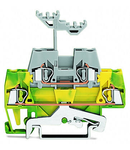 Double-deck terminal block; Ground conductor/through terminal block; with marker carrier; for DIN-rail 35 x 15 and 35 x 7.5; 2.5 mm²; CAGE CLAMP®; 2,50 mm²; green-yellow/gray