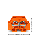 4-conductor terminal block; without push-buttons; with fixing flange; for screw or similar mounting types; Fixing hole 3.2 mm Ø; 4 mm²; CAGE CLAMP®; 4,00 mm²; orange