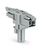 T-distribution connector; 2-pole; Cod. B; 1 input; 2 outputs; 2 locking levers; gray