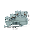 3-conductor actuator supply terminal block; for PNP-(high-side) switching actuators; with ground connection via push-in type jumper bars; with colored conductor entries; 1 mm²; Push-in CAGE CLAMP®; 1,00 mm²; gray