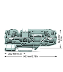 2-conductor through terminal block; 6 mm²; with test option; same profile as 2-conductor disconnect terminal block; side and center marking; for DIN-rail 35 x 15 and 35 x 7.5; Push-in CAGE CLAMP®; 6,00 mm²; gray