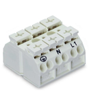 4-conductor chassis-mount terminal strip; 3-pole; PE-N-L1; without ground contact; 4 mm²; 4,00 mm²; white