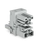 h-distribution connector; 2-pole; Cod. B; 1 input; 2 outputs; outputs on both sides; 2 locking levers; gray