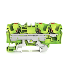 3-conductor ground terminal block; 6 mm²; with test port; side and center marking; for DIN-rail 35 x 15 and 35 x 7.5; Push-in CAGE CLAMP®; 6,00 mm²; green-yellow