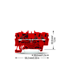 3-conductor through terminal block; 1.5 mm²; suitable for Ex e II applications; side and center marking; for DIN-rail 35 x 15 and 35 x 7.5; Push-in CAGE CLAMP®; 1,50 mm²; red