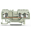 3-conductor through terminal block; 1.5 mm²; suitable for Ex e II applications; center marking; for DIN-rail 35 x 15 and 35 x 7.5; CAGE CLAMP®; 1,50 mm²; light gray