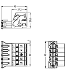 Plug; with strain relief housing; 5-pole; 6,00 mm²; white