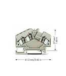 3-conductor through terminal block; 4 mm²; suitable for Ex e II applications; center marking; for DIN-rail 35 x 15 and 35 x 7.5; CAGE CLAMP®; 4,00 mm²; light gray