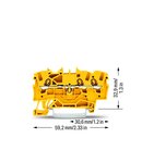 3-conductor through terminal block; 1.5 mm²; suitable for Ex e II applications; side and center marking; for DIN-rail 35 x 15 and 35 x 7.5; Push-in CAGE CLAMP®; 1,50 mm²; yellow